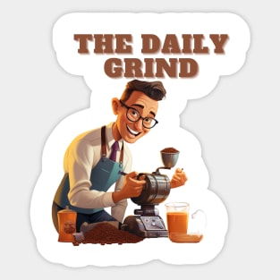 Coffee based design with a grinding reference to hard work Sticker